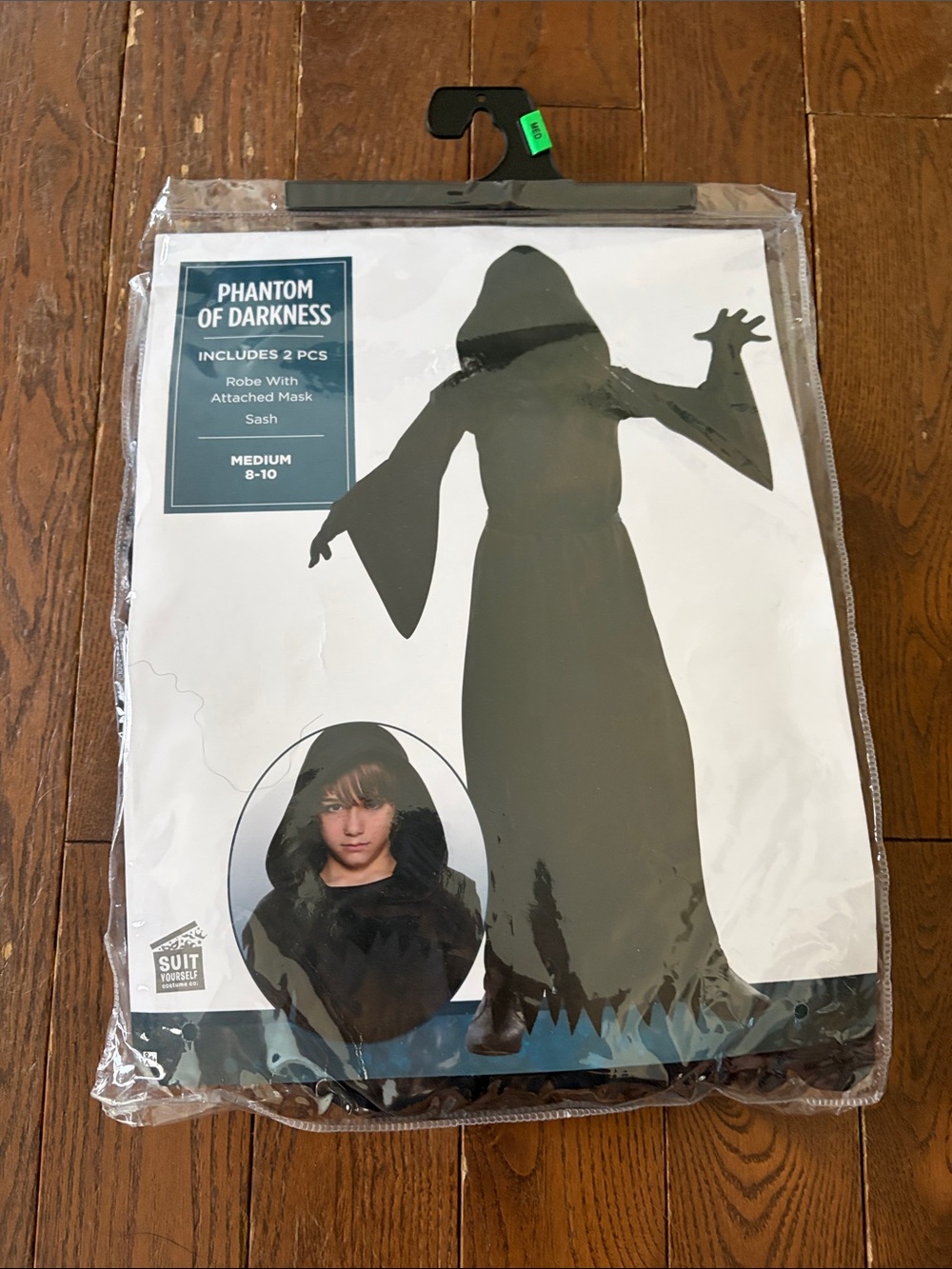 Phantom of Darkness Kids Costume - Black Robe & Mask (Medium 8-10)